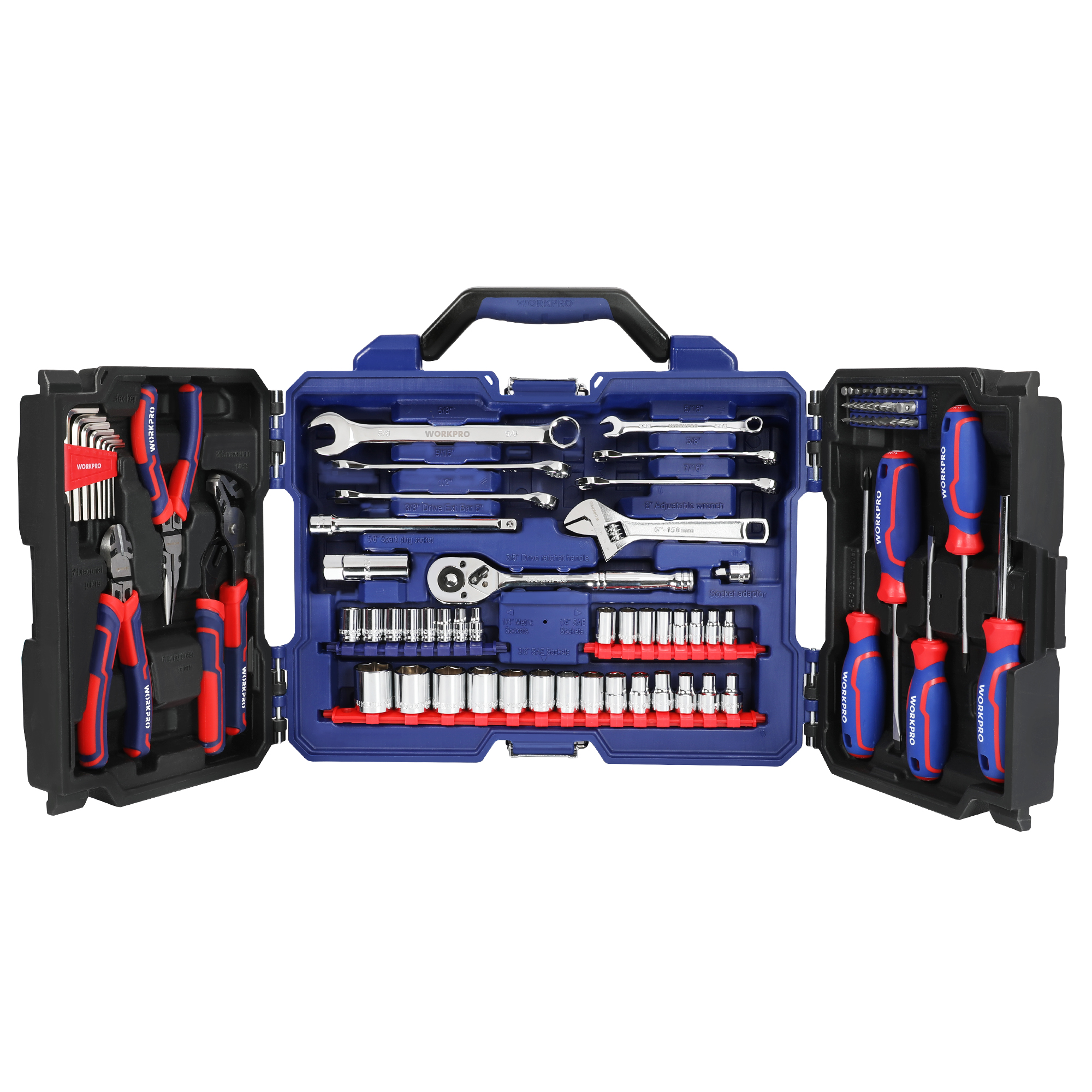 WORKPRO 87 Piece Mechanic Tool Set, Auto Repair Tool Set, Tool Box with  Tools Included, General Household Hand Tool Kit with Plastic Toolbox  Storage Case