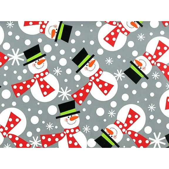 Pack Of 1, 24" x 85' Polka Snowmen Gift Wrap Convenience Roll For Approximately 50 Gifts Made in USA