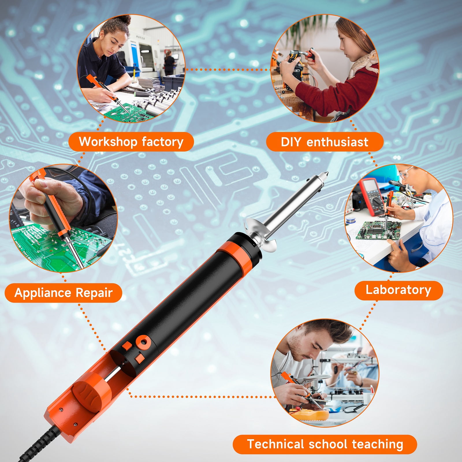 Cheyuez  30-Watt Soldering Iron Kit with Soldering Pump,Cleaning Needle,Soldering Suction Tip