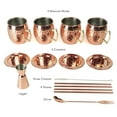 thumbnail image 4 of pg tail bar set, 15-pc /rose color, high grade ss, w/4xmoscow mule mugs, 4xstraws w/cleanser, 4xcoaster, double jigger and double-head stirrer, 4 of 6