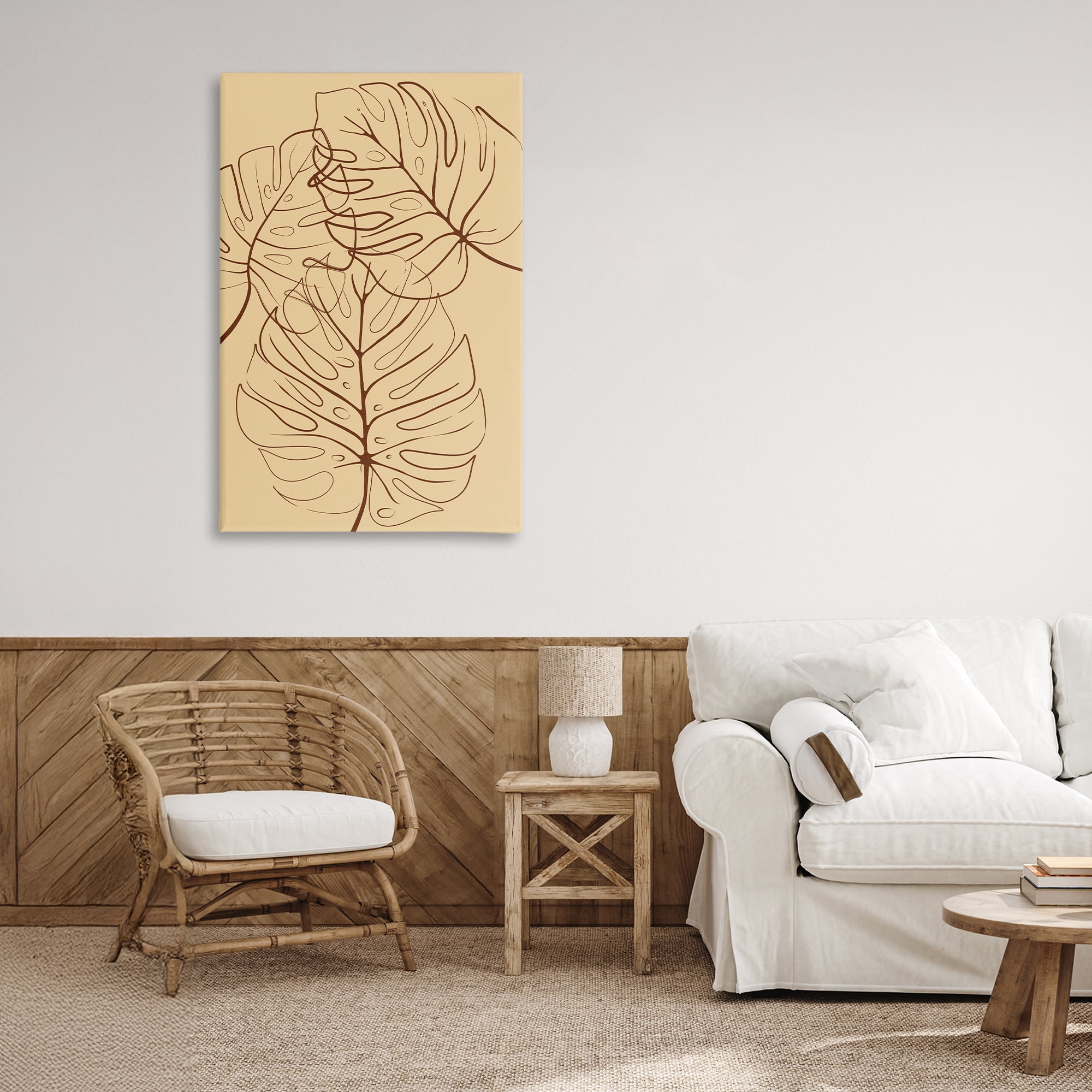 Stupell Industries Autumn Monstera Leaf Contour Canvas Wall Art, design by Martina Pavlova