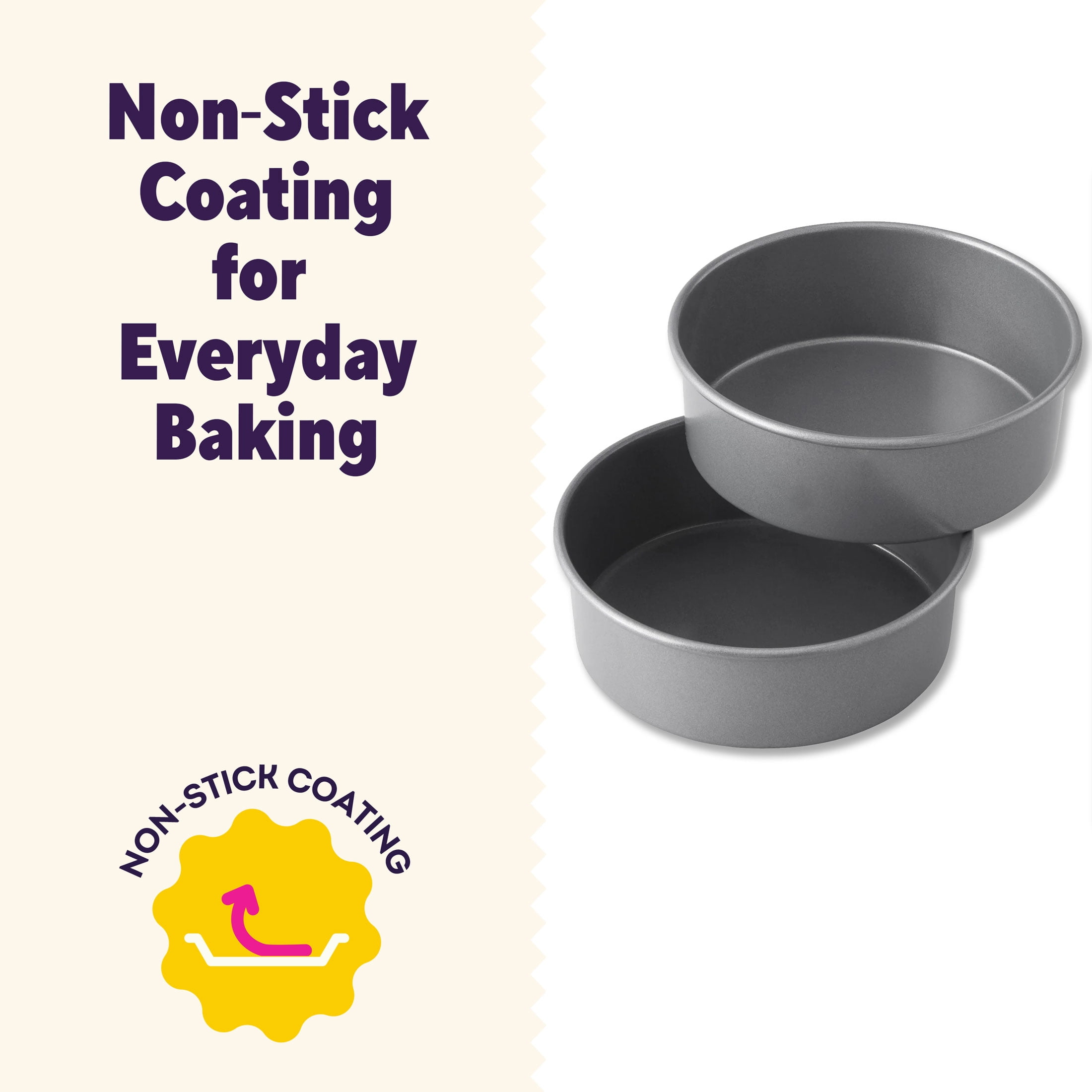 Wilton Everyday Non-Stick Bakeware Round Cake Pans, 6-Inch Layer Cake Pans, 2 Piece Set, Packaging May Vary