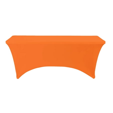 

Orange 8 Foot 30x96 Stretch Spandex Table Cover by Banquet Tables Pro