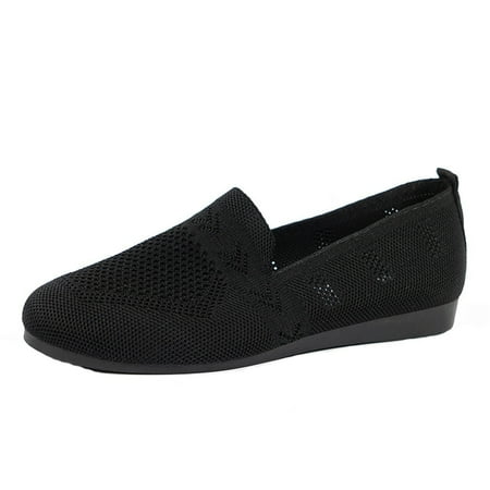 

Zizocwa Lightweight Loafers for Women Comfortable Slip On Work Flats Shoes Womens Knitted Mesh Dressy Casual Walking Shoes Work Sneaker Black Size8.5