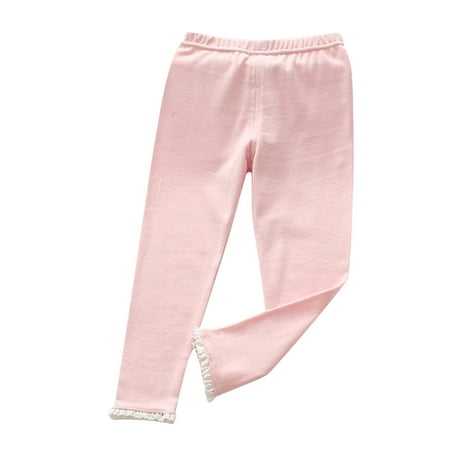 

Jdefeg Gymnastic Sweats Toddler Children Kids Baby Girls Solid Ruffled Pants Leggings Trousers Clothes Outfits 4T Yoga Pants Girls Cotton Pink 100