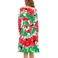 thumbnail image 3 of FKELYI Christmas Tie Dye Women Dresses Comfy Cute Snowman Woman Long Sleeve Casual Dress Festival Casual Midi Length Dress Size S Novelty, 3 of 4
