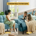 thumbnail image 5 of Aukfa 75" Flared Arm Futon Convertible Sofa Bed, Curved Sleeper Sofa for Home Office, Blue, 5 of 11