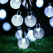 Outdoor Solar String Lights 21.4 Feet 30 LED Waterproof Fairy Bubble Crystal Ball Light - White