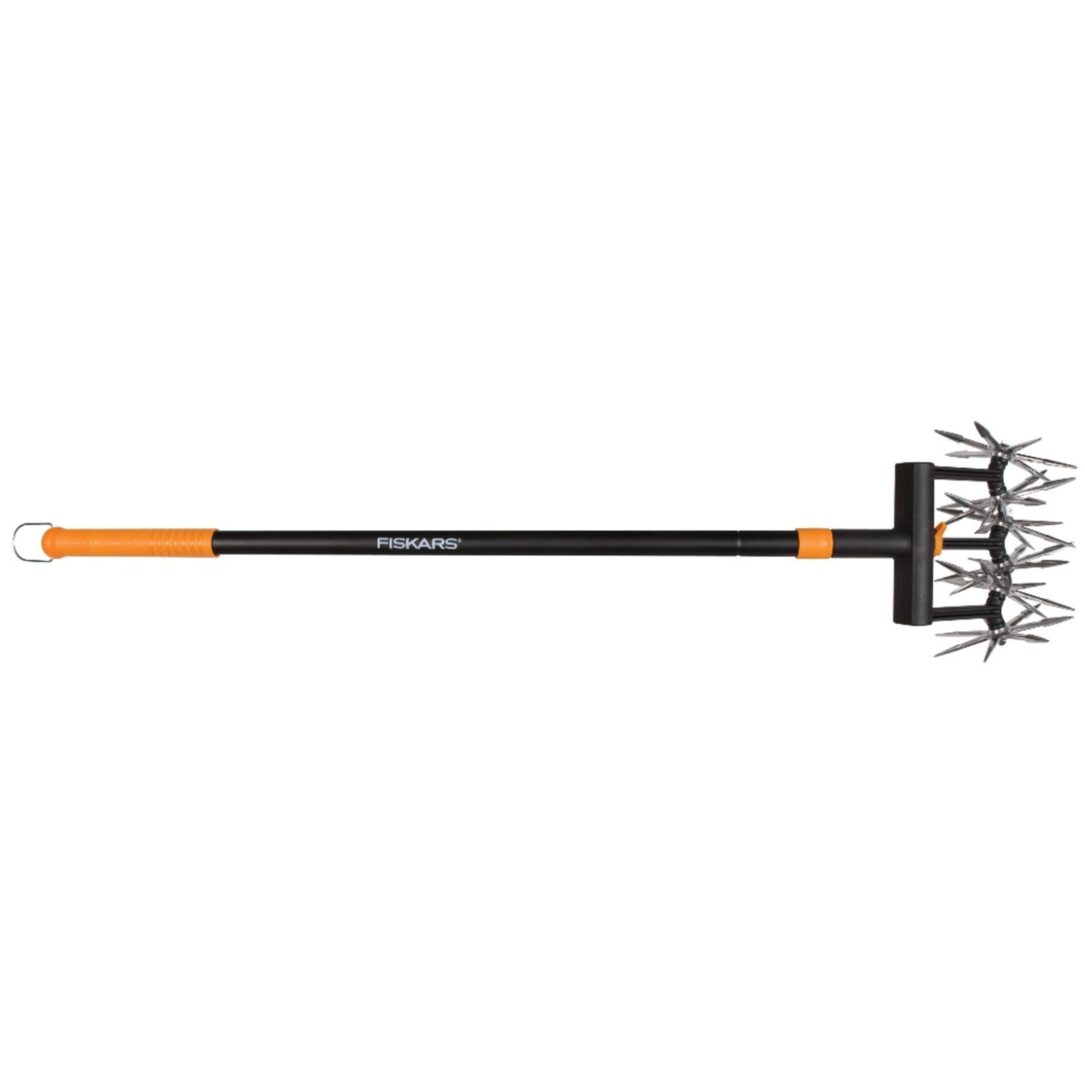 Fiskars Steel Rotary Cultivator Garden Tool with Extendable Handle, Black and Orange, 1 Count