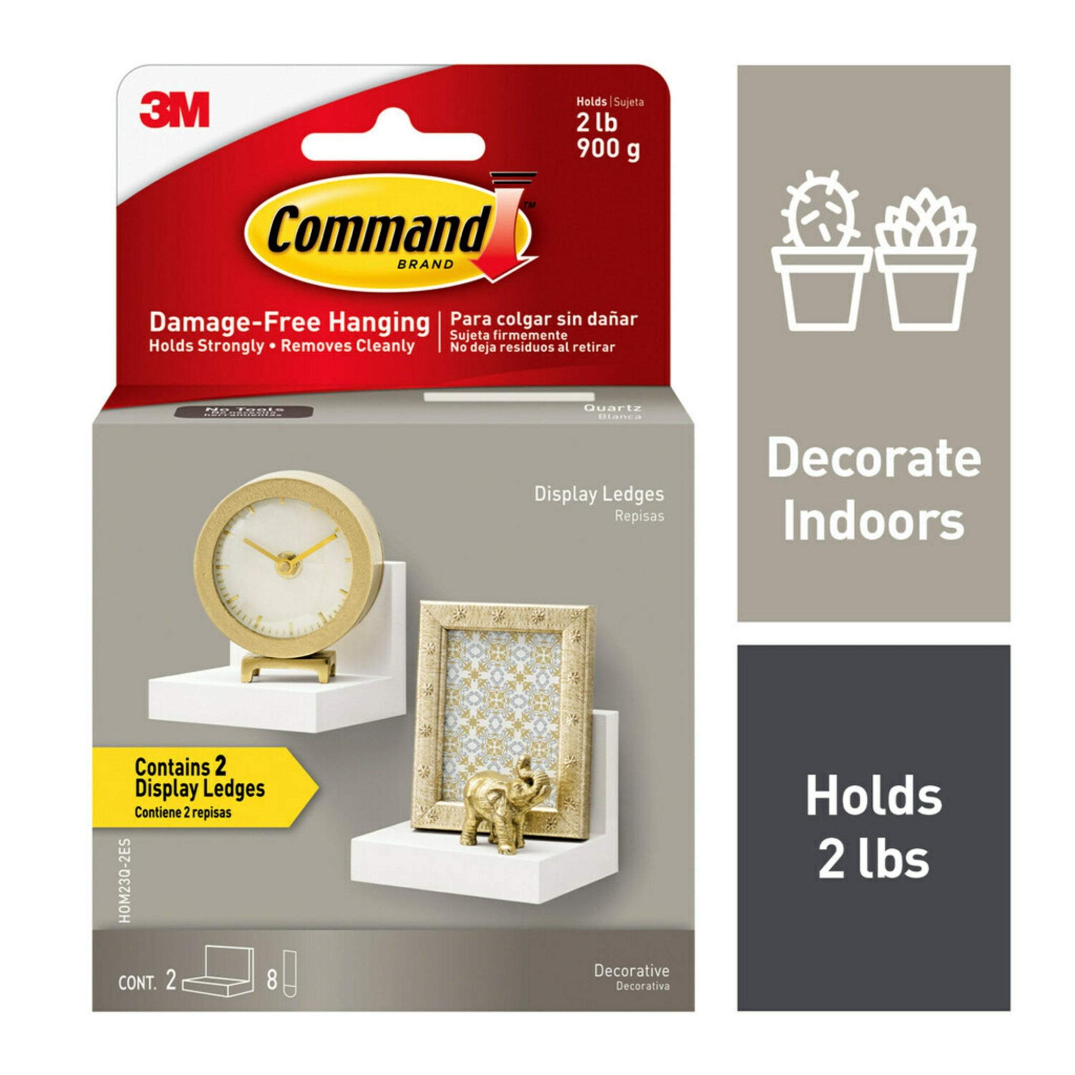 (4 pack) Command Display Ledges, Quartz, 2 Wall Display Ledges