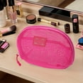thumbnail image 5 of Bolsas de maquillaje de malla de mano únicas 1 Pc de poliéster rojo rosa 8.27in, 5 of 5