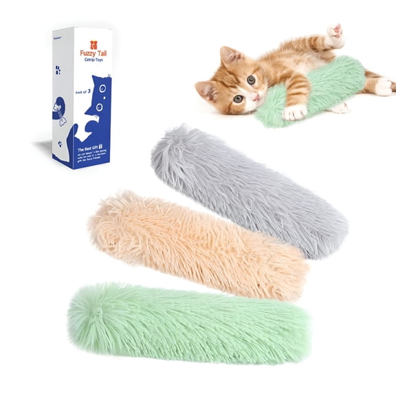 BESTSKY Cat Toys Pillows, 3 Pack, Soft and Durable Crinkle Sound with Catnip Inside, Interactive Indoor Kitten Kicker, Promotes Kitty Exercise
