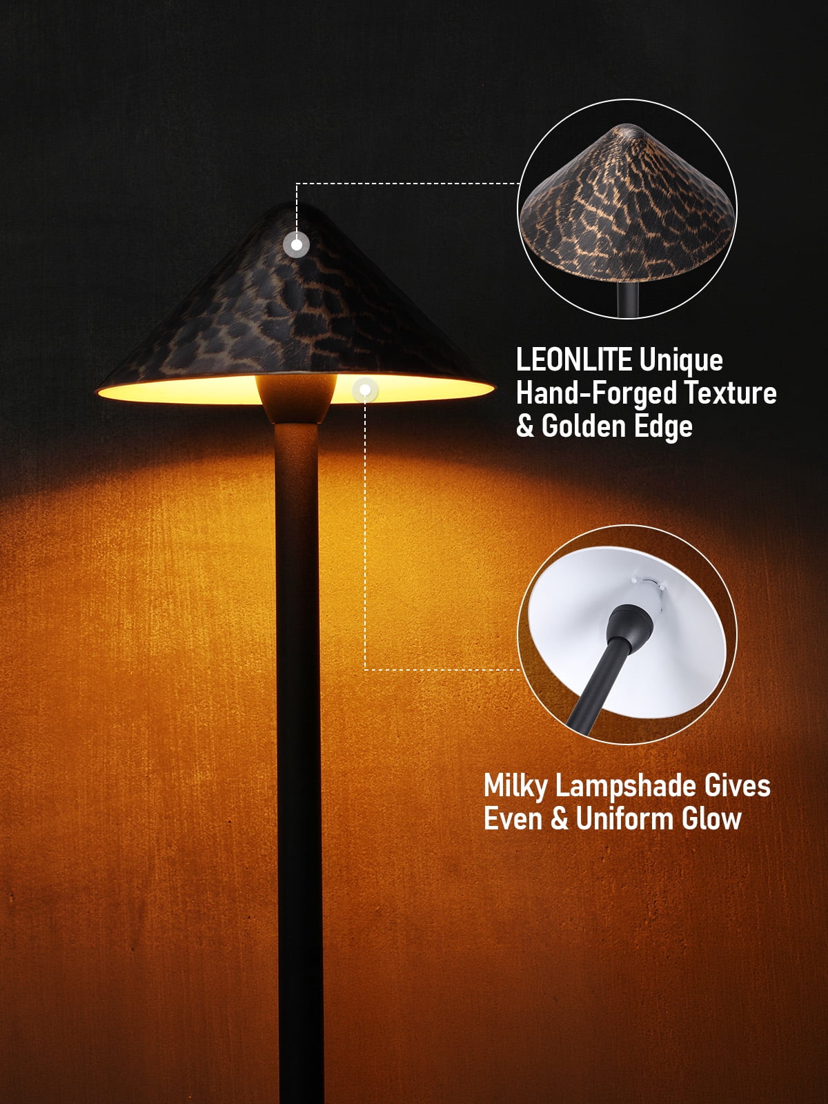 4 Pack 12-24V AC/DC 3W 5CCT LED Landscape Lights, Waterproof Pathway Lights, Rustic Style, Aluminum Housing, CRI90+, ETL Listed, 1800K/2700K/3000K/4000K/5000K Selectable