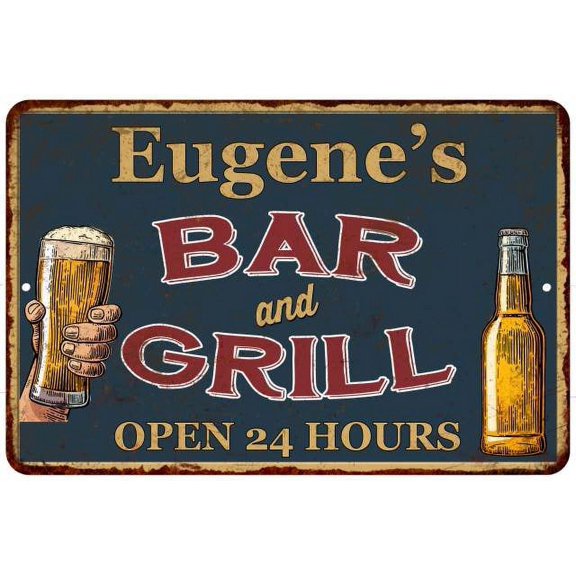 Eugene's Green Bar and Grill Sign 8 x 12 High Gloss Metal 208120044545