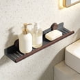 thumbnail image 5 of Walnut Suction Cup Holder, No Drill Wall Mounted Storage Rack for Bathroom Kitchen, Detachable Over Sink Shelf for Vanity Faucet Area, Shower Caddy Organizer for Tile Glass, 5 of 5
