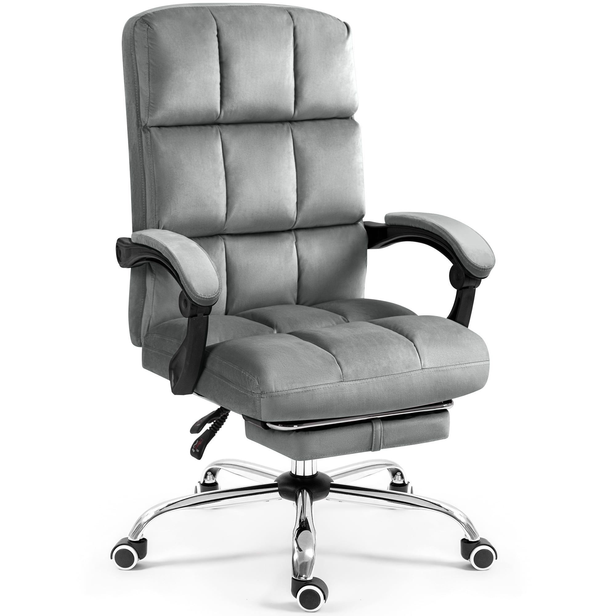 Homhum Velvet Executive Chair, Ergonomic Office Chair with Footrest, Gray