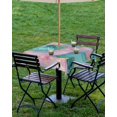 thumbnail image 4 of Fsddascl Teal Pink Marble Outdoor Tablecloth - 60x60 Inch Square Dining Table Cover, Modern Abstract Ink Painting Luxury Waterproof Outdoor Table Cloth with Umbrella Hole & Zipper for Picnic/Patio, 4 of 7