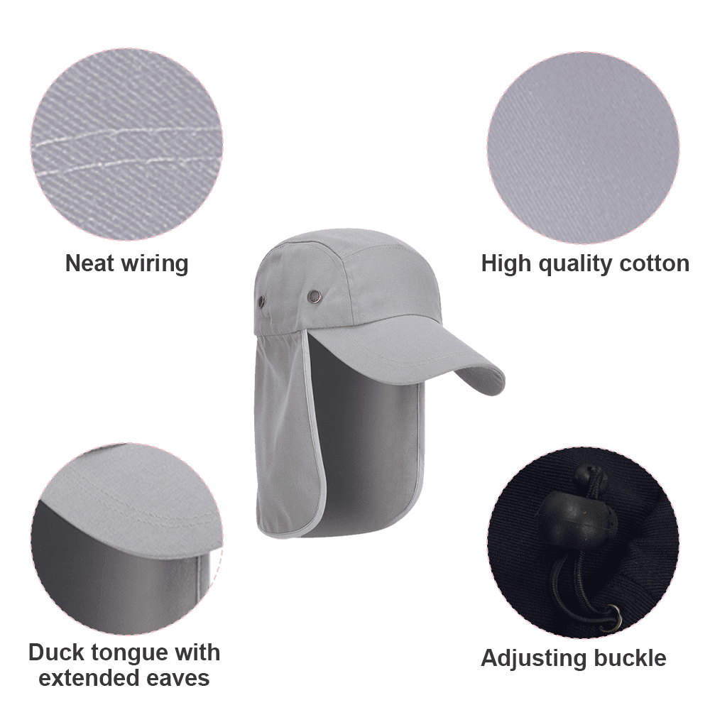 UPF50+ Men's Fishing Hat with Neck Flap, UV Protection, Outdoor