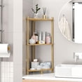 thumbnail image 4 of Corner Shelf Stand - 3 Tier Bamboo Small Corner Bookshelf for Office Kitchen Bedroom Plant Stand Living Room Decor Small Space (Natural，3 Tier), 4 of 7