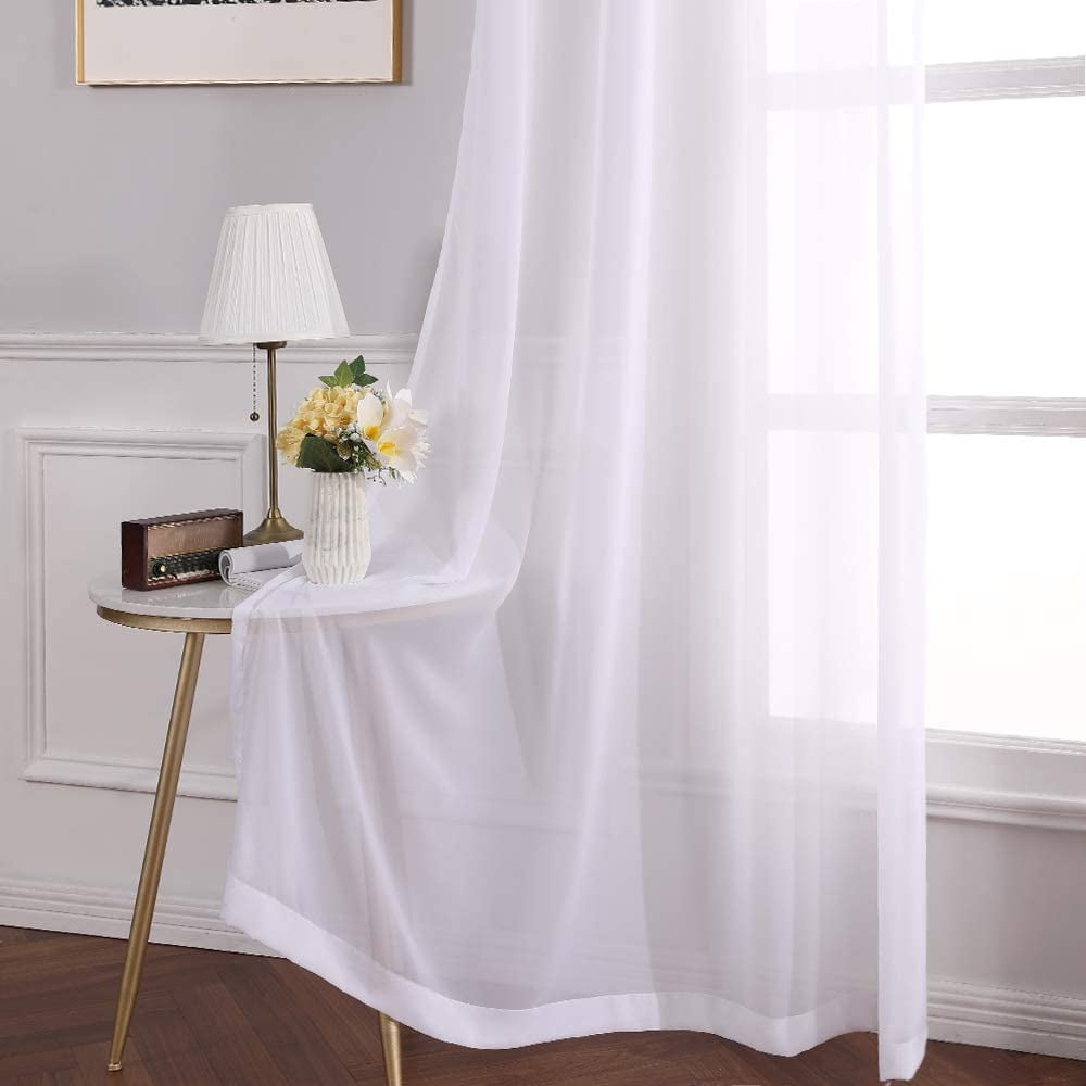 MIULEE Silky Light Sheer Curtains Chiffon Voile Drapes Super Soft Touch with Wrinkle Free Semi Sheer Window Treatment Grommet Top for Bedroom Living Room Home Decoration White 54 x 108 Inch 2 Panels MIULEE Silky Light Sheer Curtains Chiffon Voile Drapes Super Soft Touch with Wrinkle Free Semi Sheer Window Treatment Grommet Top for Bedroom Living Room Home Decoration White 54 x 108 Inch 2 Panels