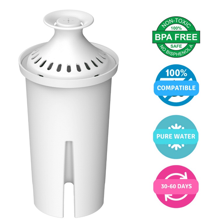 Max Strength Pro Replacement Water Filters 6pc Set Fits Brita Pitchers &  Dispensers, BPA Free, White 