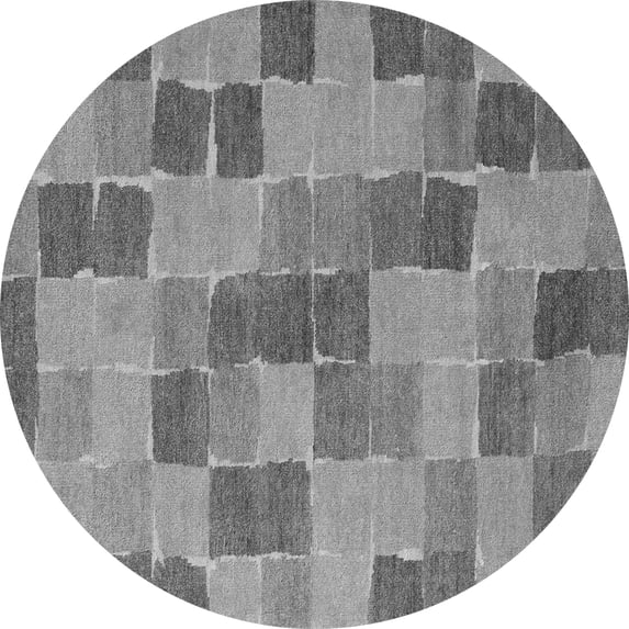 Ahgly Company Indoor Round Checkered Gray Modern Area Rugs, 8' Round
