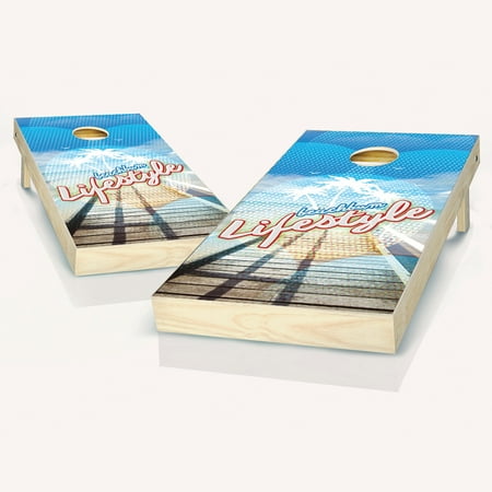 Skip's Garage Beach Bum Solid Wood Cornhole Board Set