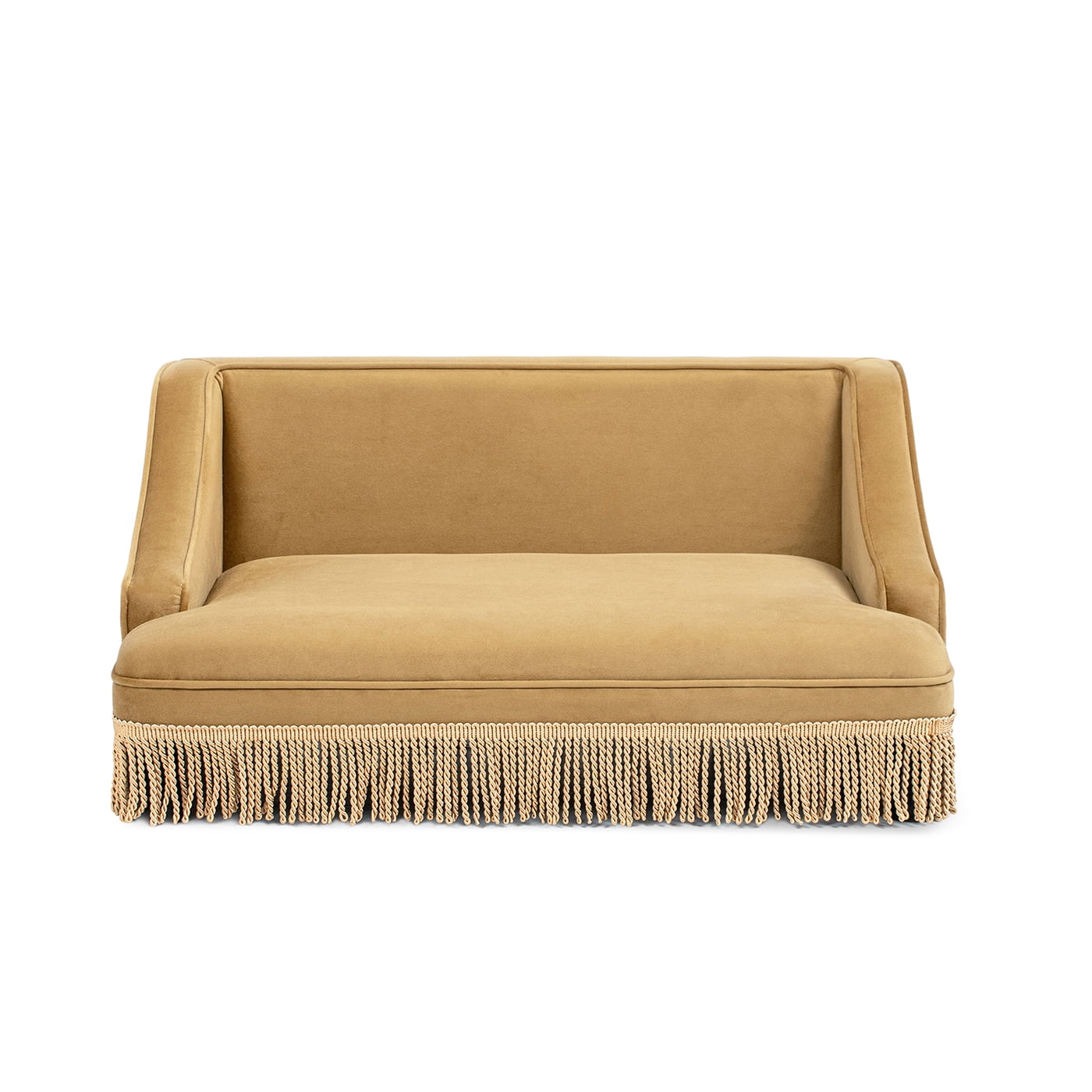 33" Medium Princess Pet Bed Sofa with Fringe Skirt, Gold Yellow Performance Velvet