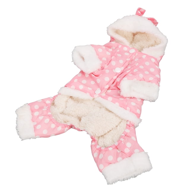 Dog Winter Coat Warm Thickened Skin Friendly One Piece Hoodie Pet Cold Weather Jacket for Small Medium Large Dogs Classic Dots Design Soft Polyester Cotton Teddy Chihuahua