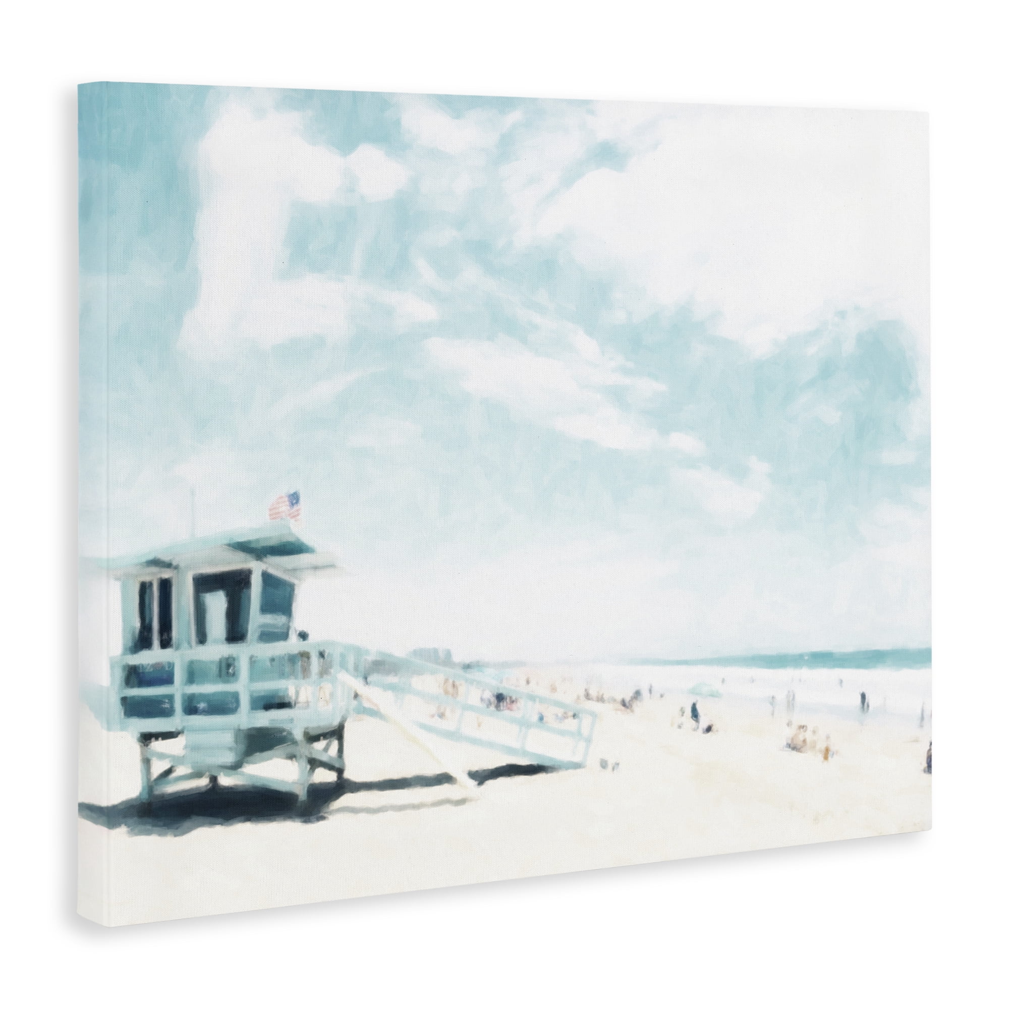 Stupell Industries Blue Beach Station Canvas Wall Art, design by Kim Curinga