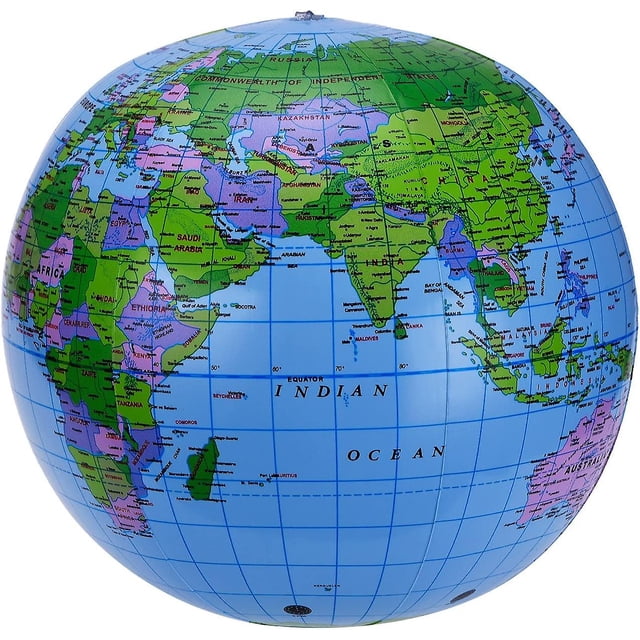 8 piezas de globo inflable de PVC, globo terráqueo inflable para jugar o enseñar en la playa, 16 pulgadas
