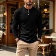 thumbnail image 6 of UDAUDU Men's Henley Shirts Long Sleeve Casual Waffle T-Shirts Fall Winter Trendy Button Pullover Sweaters Tee Shirt Black 2XL, 6 of 9