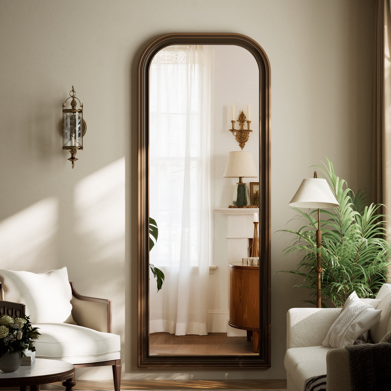 Easy4Home 69"x28" Full-Length Floor Mirror Vintage Mirror with PU Frame, Antique Bronze