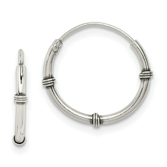 Primal Silver Sterling Silver Antiqued Hoop Earrings