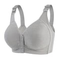 thumbnail image 3 of Xdegoge Women's Front Button Wireless Bra, Embossed Floral Pattern Wide Strap Bralette, Breathable Full Coverage Supportive Design for Daily Wear and Senior Ladies, 3 of 3