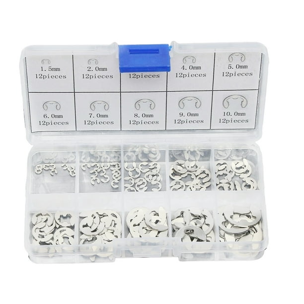 Seitruly 120 unids/set de anillos de seguridad de tipo E de amplio rango de aplicación para varios proyectos y Kit de reparaciones anillo de Electrónica miscelánea
