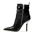thumbnail image 4 of NWOB Michael Kors Women Amal Astor Studs Black Dress Heels Boots Zip Up B4HP (10), 4 of 4