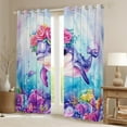 thumbnail image 2 of Erosebridal Cartoon Dolphin Curtains for Living Room,Blue Pink 30%-50% Blackout Curtains Set of 2 (38x45),Ocean Theme Decor, 2 of 6