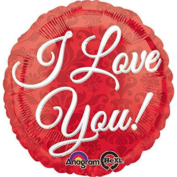 Anagram International I Love You Red Damask Flat Balloon 18" Multicolor - NEW