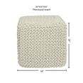 thumbnail image 4 of · REDEARTH · Square Pouf Ottoman Foot Stool - Hand Knitted Bean Bag - Cord Boho Pouffe - Accent Poof for Living Room - Nursery - Bedroom - Kids Bedroom - Patio (16"x16"x16") - Ivory, Set of 2, 4 of 8