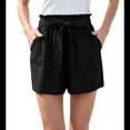 thumbnail image 3 of Pantalones Cortos Casuales de Verano para Mujer con Lazo y Cintura Anudada y Bolsillos. Negro M, 3 of 7