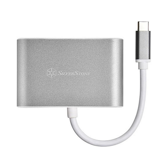 Silverstone SST-EP16 USB Type-C to VGA and HDMI Adapter, HDMI supports 4Kx2K@30Hz, VGA support 1920x1200@120Hz, Dual Screen Display Simultaneously,Charcoal