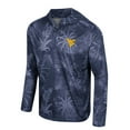thumbnail image 2 of Men's Colosseum Navy West Virginia Mountaineers Palms Printed Lightweight Quarter-Zip Hooded Top, 2 of 3