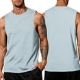 thumbnail image 2 of UDAUDU Men's Tank Top Cotton Soft Sleeveless Workout Muscle Shirts Casual Comfortable Gym Running Shirt Cyan XL, 2 of 6