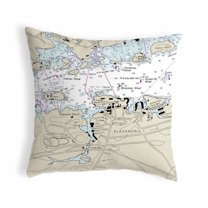 Betsy Drake Interiors Alexandria Bay, NY Nautical Map Noncorded Indoor/Outdoor Pillow 12x12