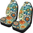 thumbnail image 5 of KUIFORTI Boho Floral Car Seat Covers 4 Pcs, Auto Universal Interior Accessories, Front Seats and Rear Bench Cover Protecto for Cars Truck Van SUV Easy to Install, 5 of 7