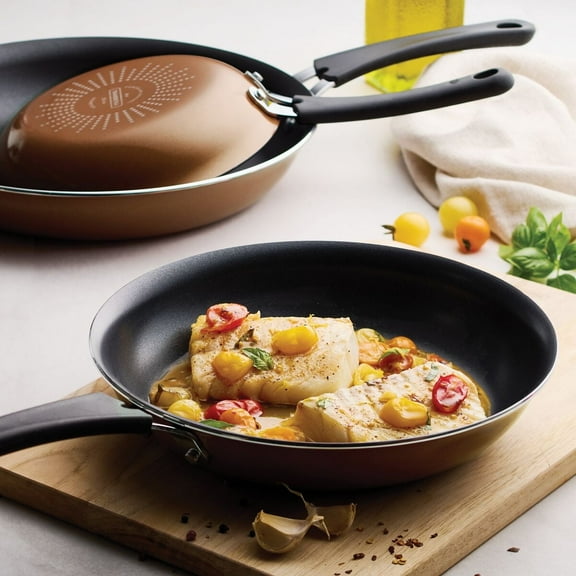 Tramontina Porcelain Enamel Non Stick 3-Pack Frying Pans, Skillet Set with Reinforced Nonstick Coating, Dishwasher and Oven Safe (Copper)