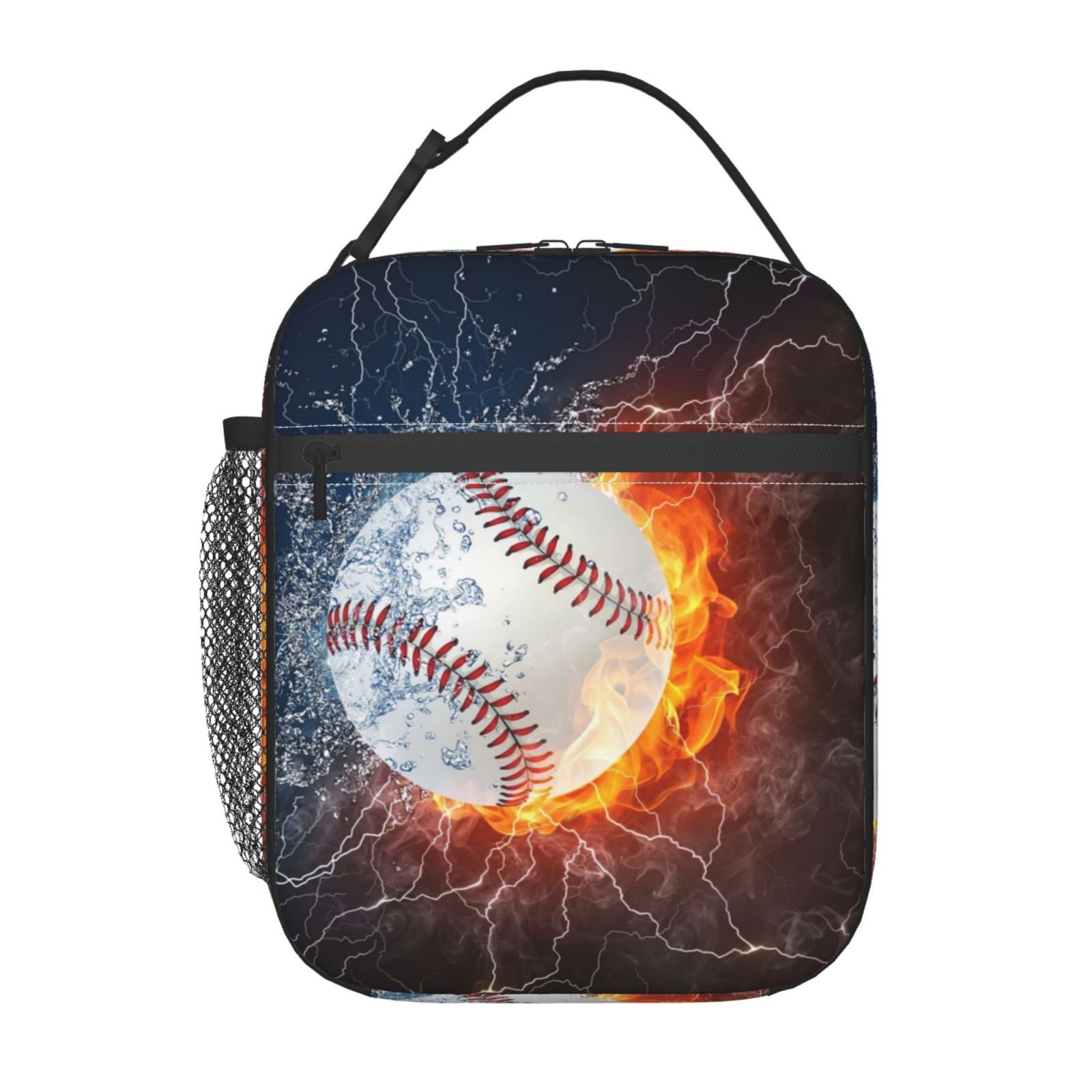 Fire Softball Baseball Lunch Box for Kids Portable Insulated Durable