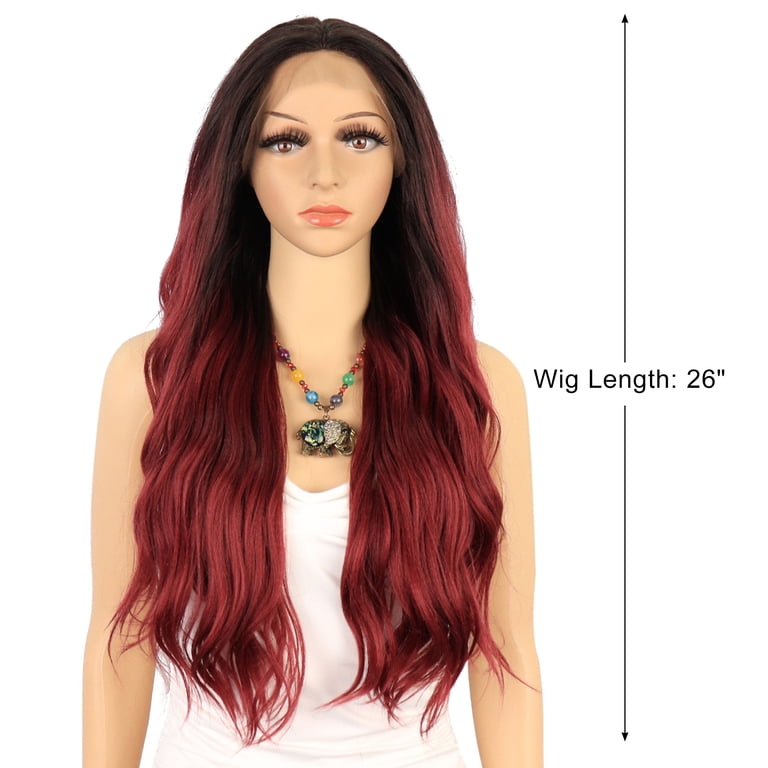 Black and wine red lace front wig Amazon.com : ULRICA 99J Burgundy Lace Front Wigs Human Hair  main image 2