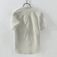 thumbnail image 4 of Mens Shirts Summer Clearance Men's Baggy Cotton Linen Solid Short Sleeve Button Retro T Shirts Tops Blouse, 4 of 9